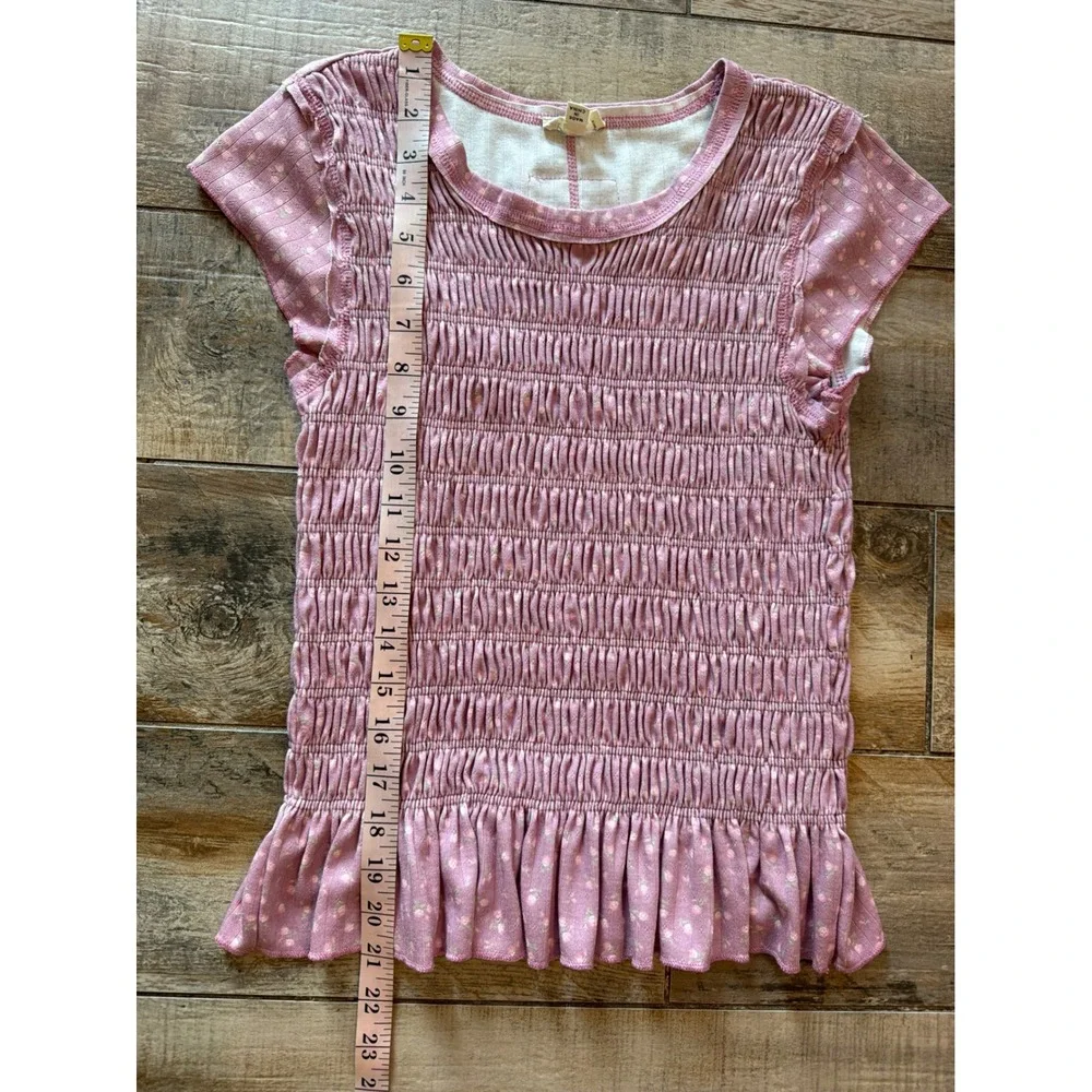 POL Floral Mauve Smocked Tee Shirt Size S